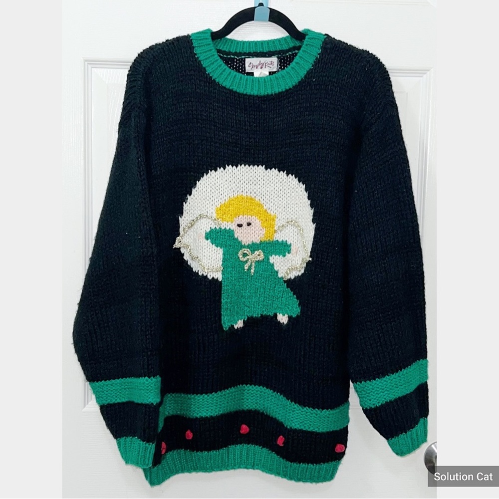 Vintage Christmas Knit sweater size Medium 100% Acrylic